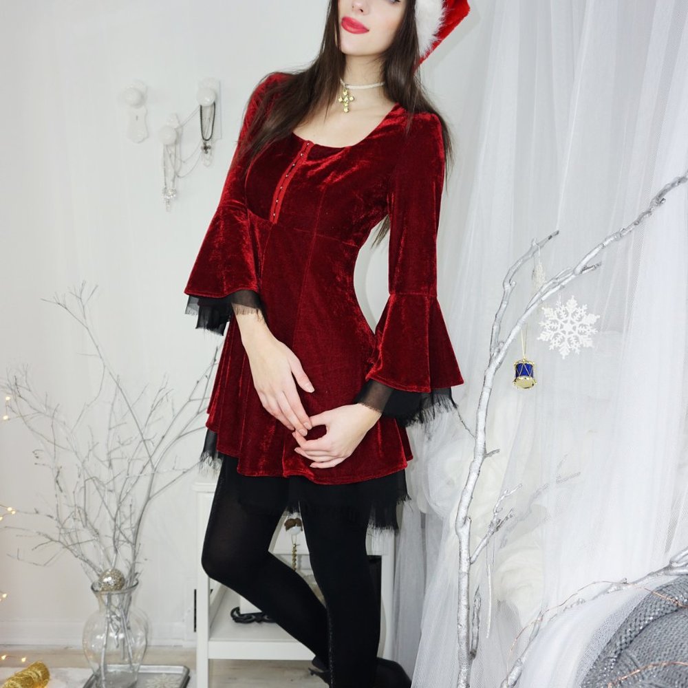 Rare UNIF Red Velvet Fit & Flare Dress Perfect for Halloween!